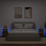 Comodini con Luci LED 2pz Rovere Fumo 35x39x55 cm