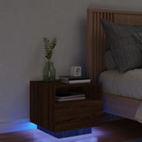 Comodino con Luci LED Rovere Marrone 40x39x37 cm