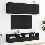 Mobili TV a Parete 2pz Neri 40x30x30 cm in Legno Multistrato