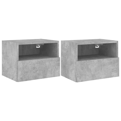 Mobili TV Muro 2pz Grigio Cemento 40x30x30 cm Legno Multistrato