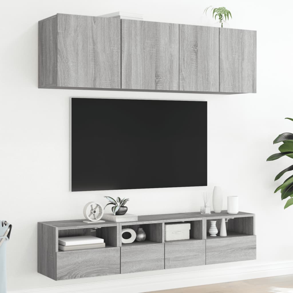 Mobili TV Muro 2pz Grigio Sonoma 40x30x30 cm Legno Multistrato