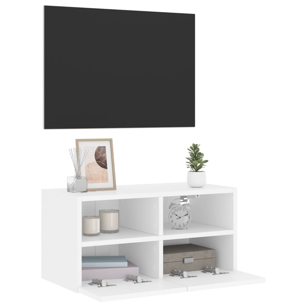 Mobile TV a Parete Bianco 60x30x30 cm in Legno Multistrato