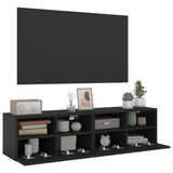 Mobili TV a Parete 2pz Neri 60x30x30 cm in Legno Multistrato