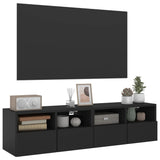 Mobili TV a Parete 2pz Neri 60x30x30 cm in Legno Multistrato