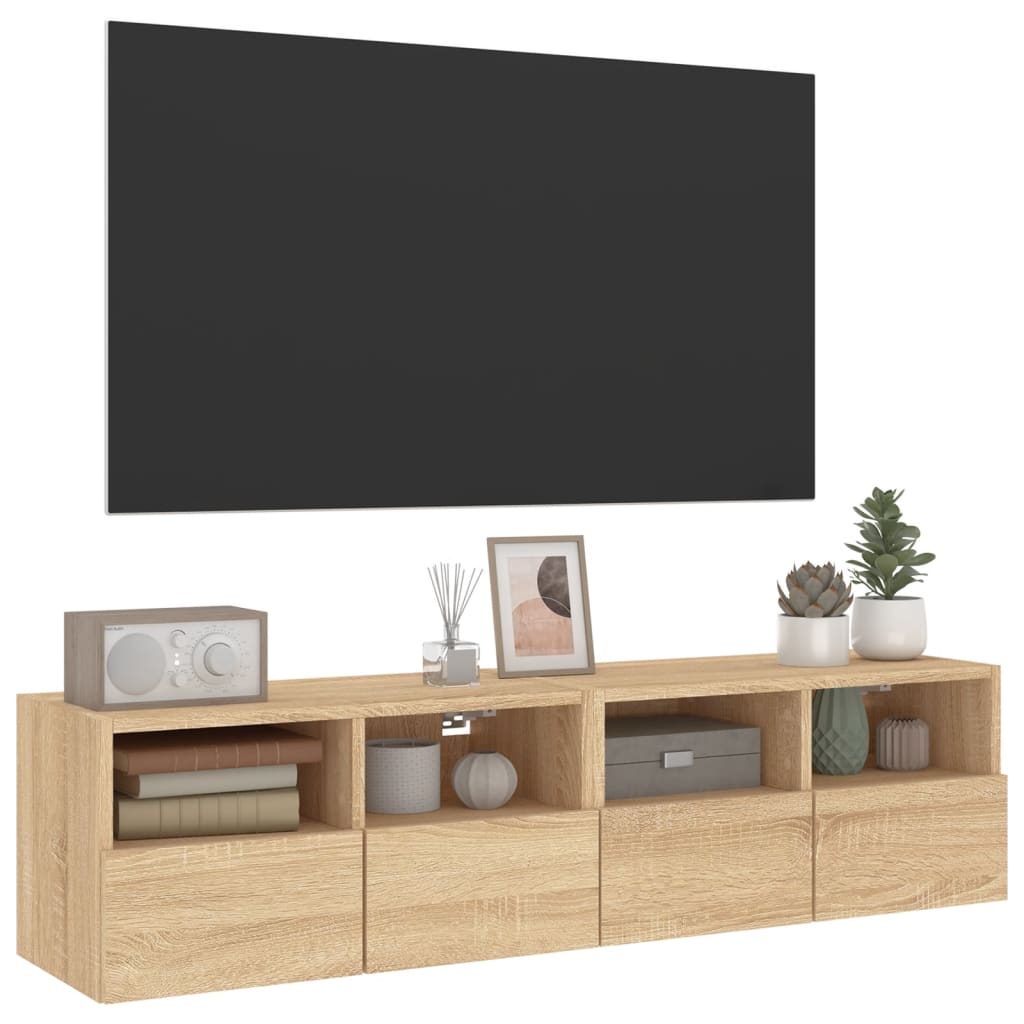 Mobili TV Parete 2pz Rovere Sonoma 60x30x30cm Legno Multistrato