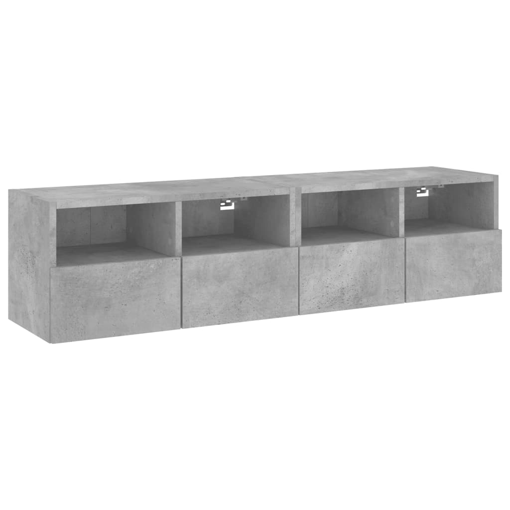 Mobili TV Muro 2pz Grigio Cemento 60x30x30 cm Legno Multistrato