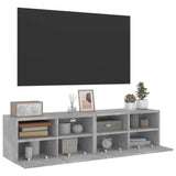 Mobili TV Muro 2pz Grigio Cemento 60x30x30 cm Legno Multistrato