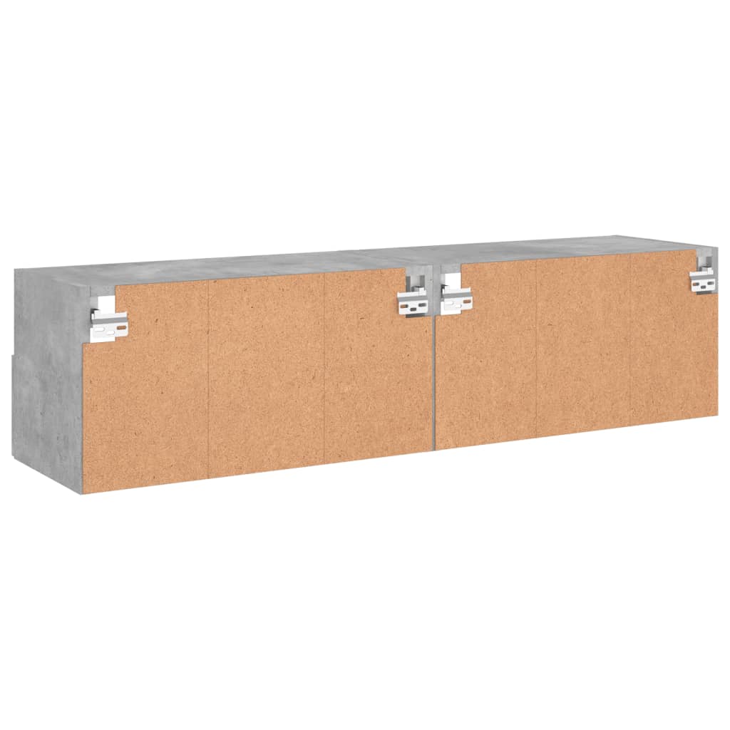 Mobili TV Muro 2pz Grigio Cemento 60x30x30 cm Legno Multistrato