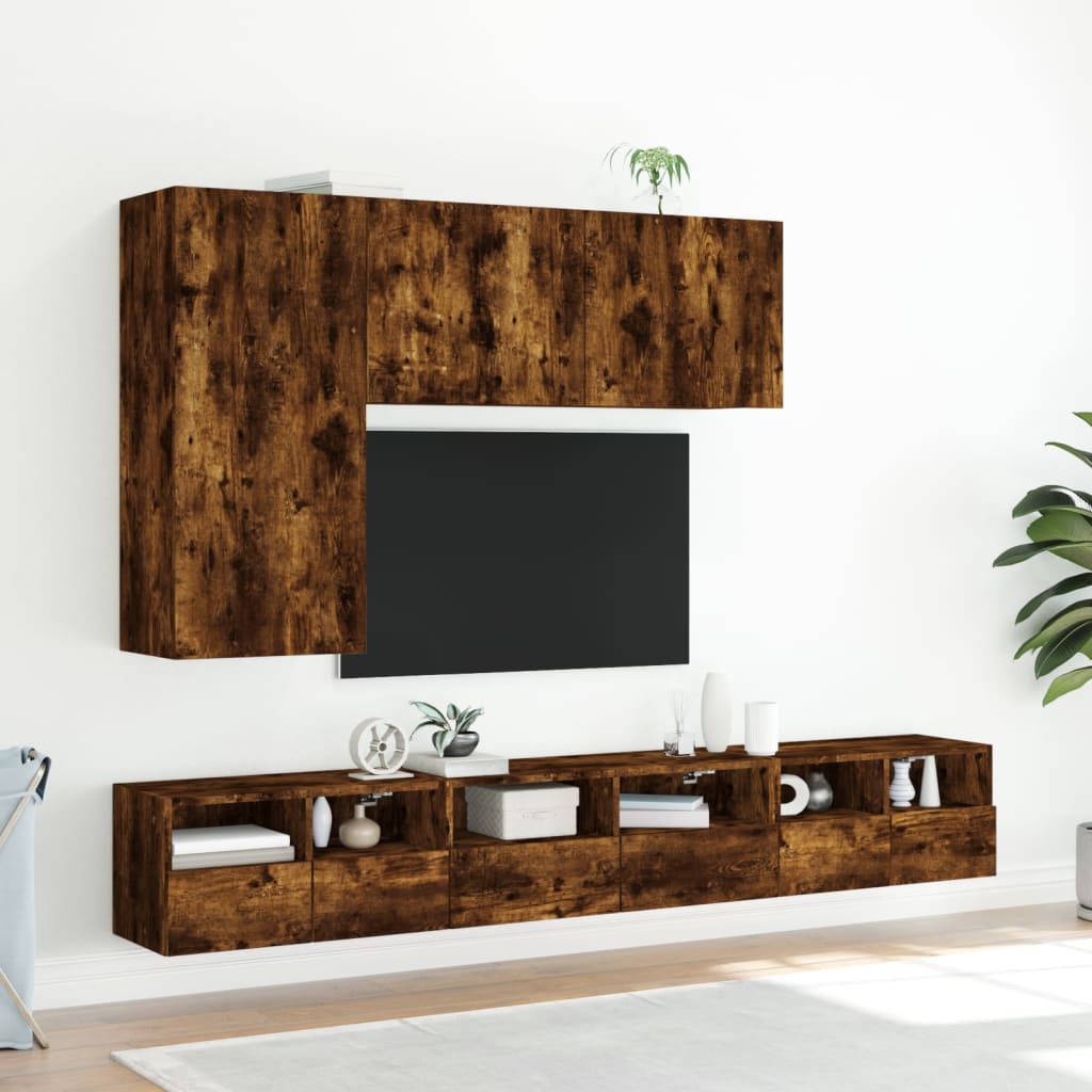 Mobile TV a Parete Rovere Fumo 60x30x30 cm in Legno Multistrato