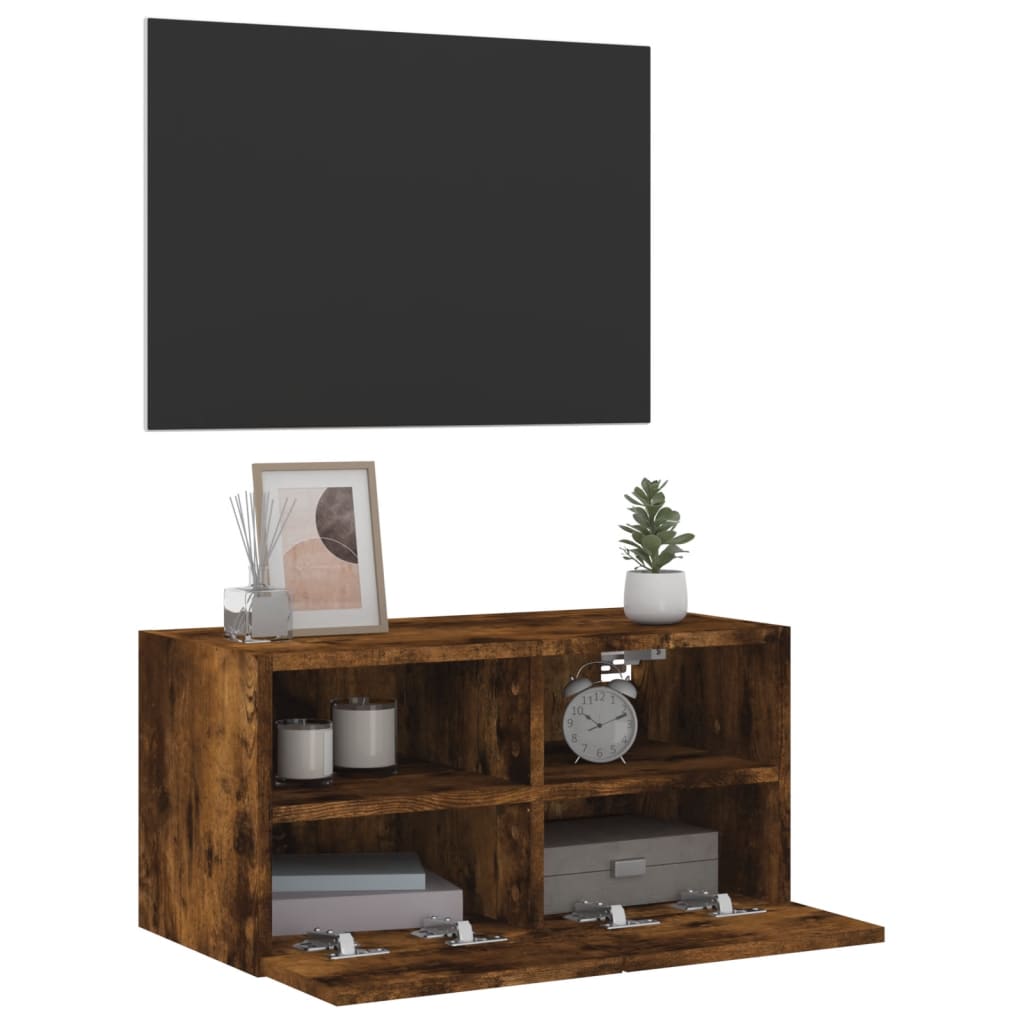 Mobile TV a Parete Rovere Fumo 60x30x30 cm in Legno Multistrato