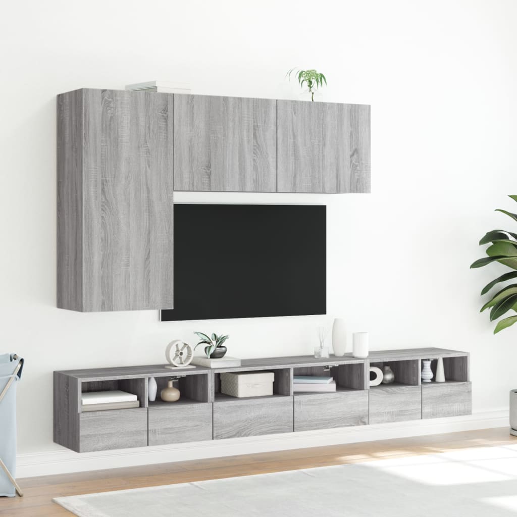 Mobile TV a Parete Grigio Sonoma 60x30x30 cm Legno Multistrato