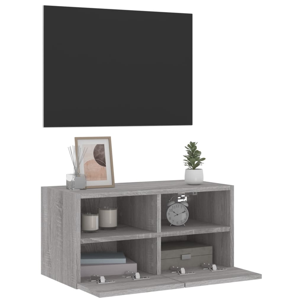 Mobile TV a Parete Grigio Sonoma 60x30x30 cm Legno Multistrato