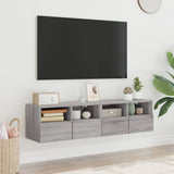 Mobili TV Muro 2pz Grigio Sonoma 60x30x30 cm Legno Multistrato