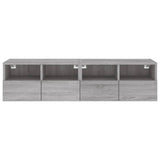 Mobili TV Muro 2pz Grigio Sonoma 60x30x30 cm Legno Multistrato