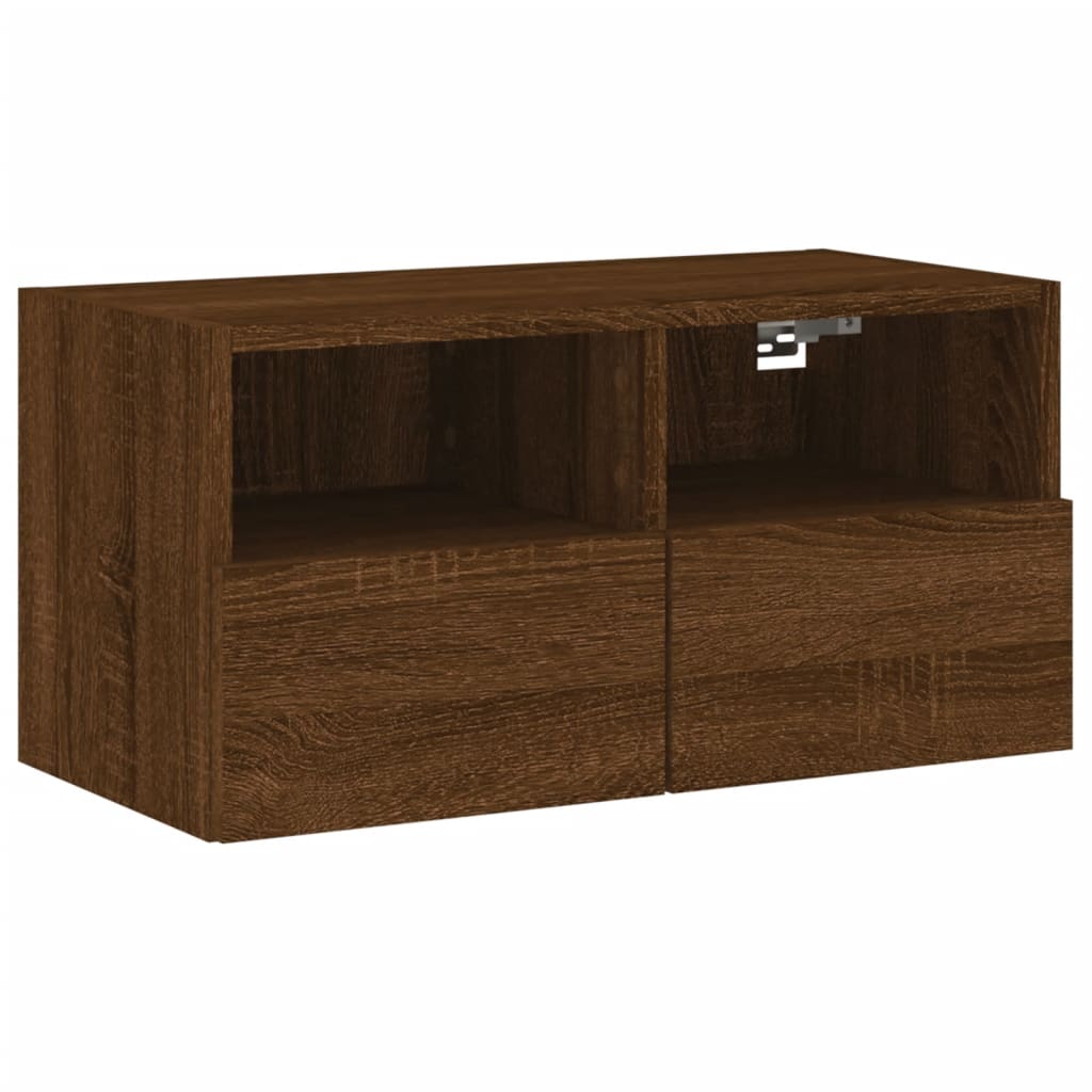 Mobile TV a Parete Rovere Marrone 60x30x30 cm Legno Multistrato