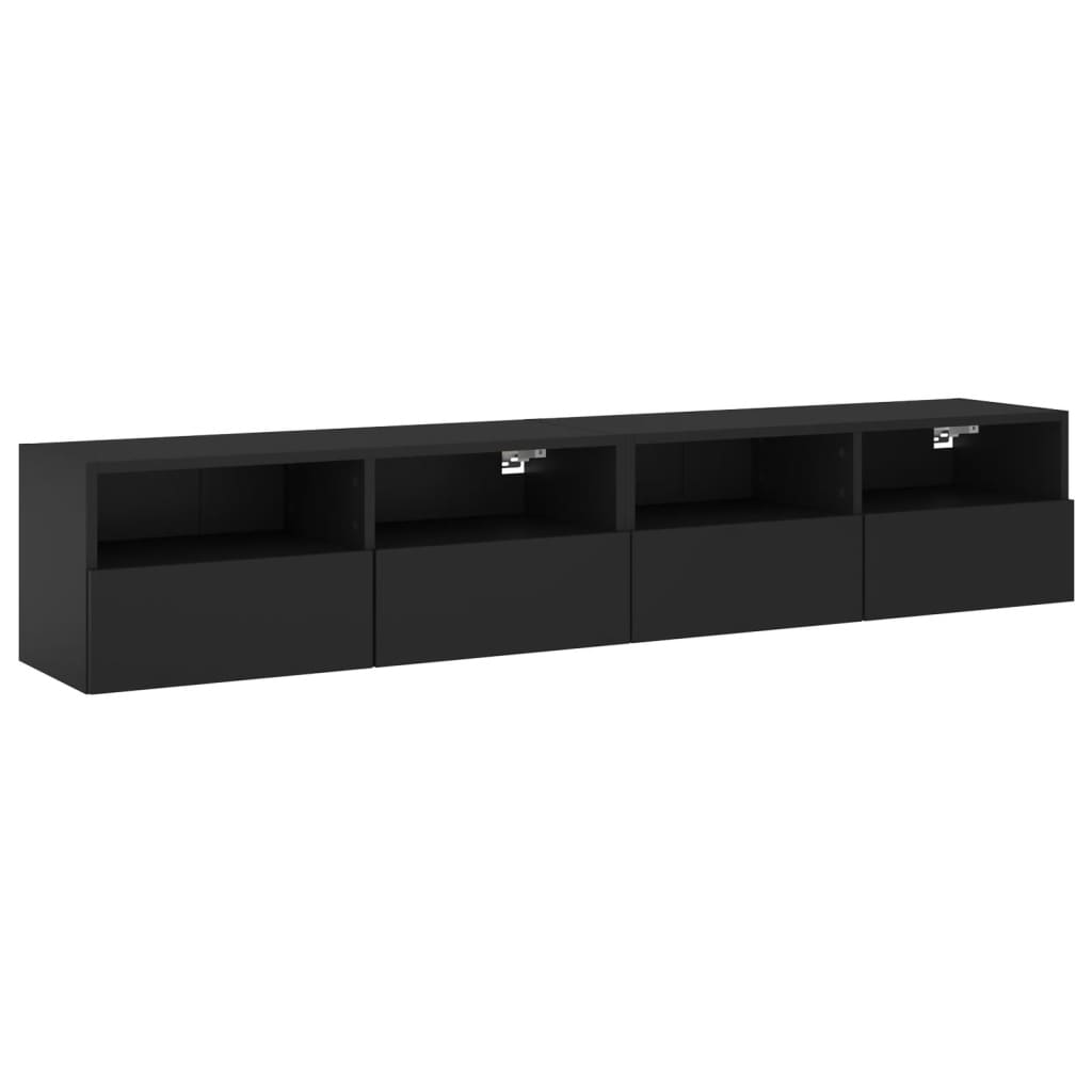 Mobili TV a Parete 2 pz Neri 80x30x30 cm in Legno Multistrato