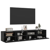 Mobili TV a Parete 2 pz Neri 80x30x30 cm in Legno Multistrato