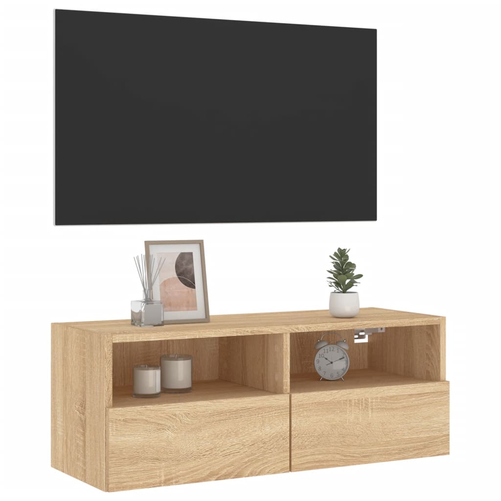 Mobile TV a Parete Rovere Sonoma 80x30x30 cm Legno Multistrato