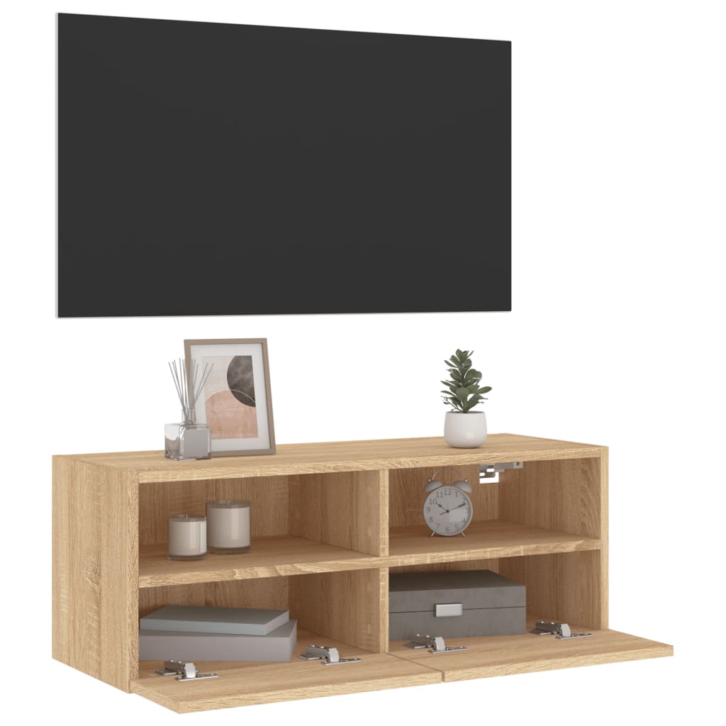 Mobile TV a Parete Rovere Sonoma 80x30x30 cm Legno Multistrato