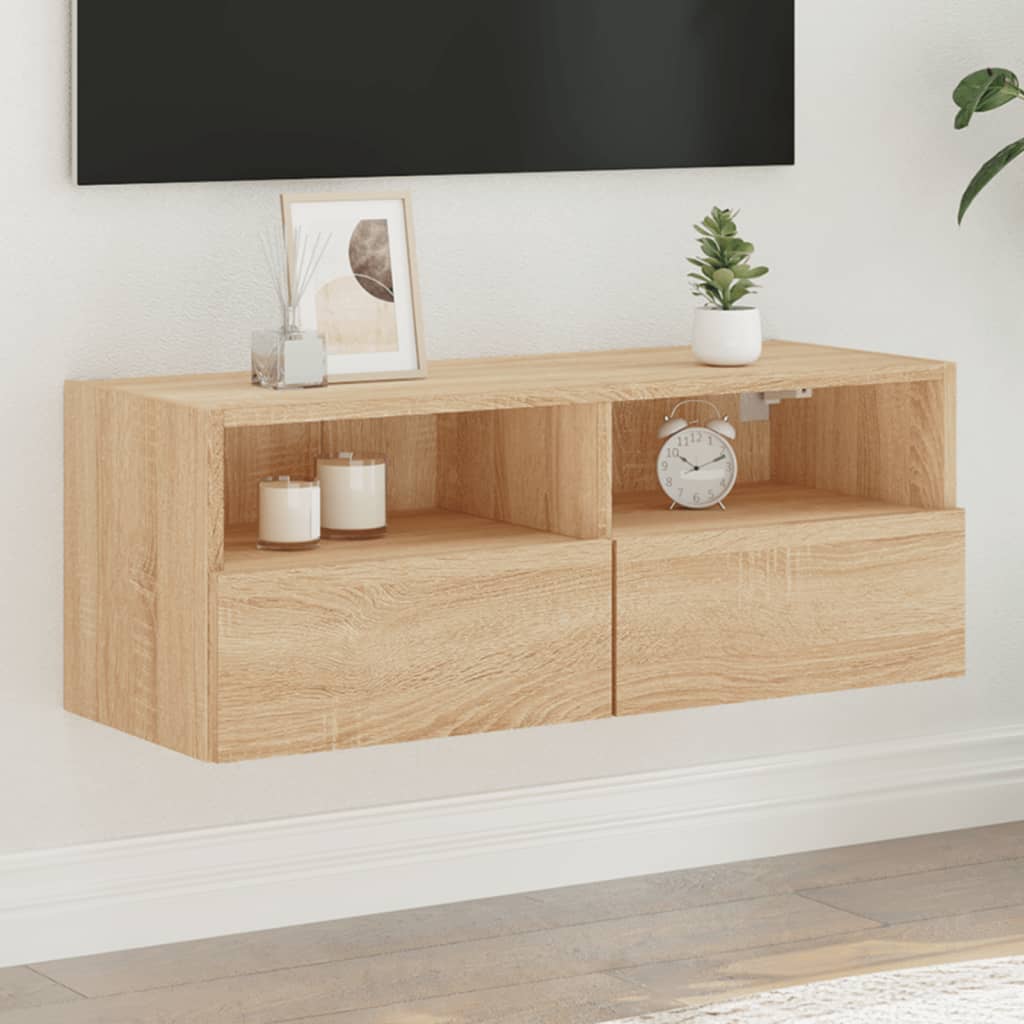 Mobile TV a Parete Rovere Sonoma 80x30x30 cm Legno Multistrato