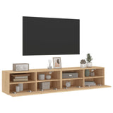 Mobili TV Parete 2pz Rovere Sonoma 80x30x30cm Legno Multistrato