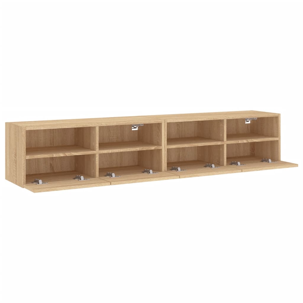 Mobili TV Parete 2pz Rovere Sonoma 80x30x30cm Legno Multistrato