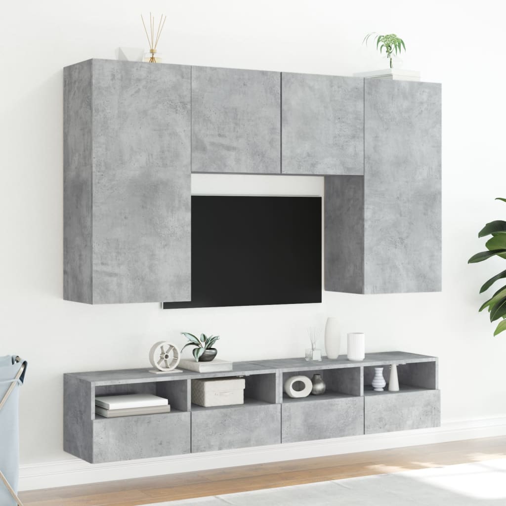 Mobile TV a Parete Grigio Cemento 80x30x30 cm Legno Multistrato