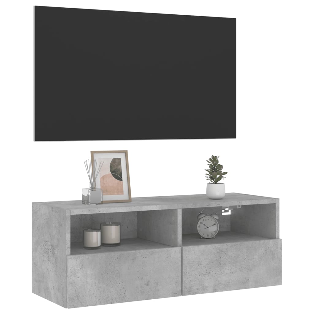 Mobile TV a Parete Grigio Cemento 80x30x30 cm Legno Multistrato