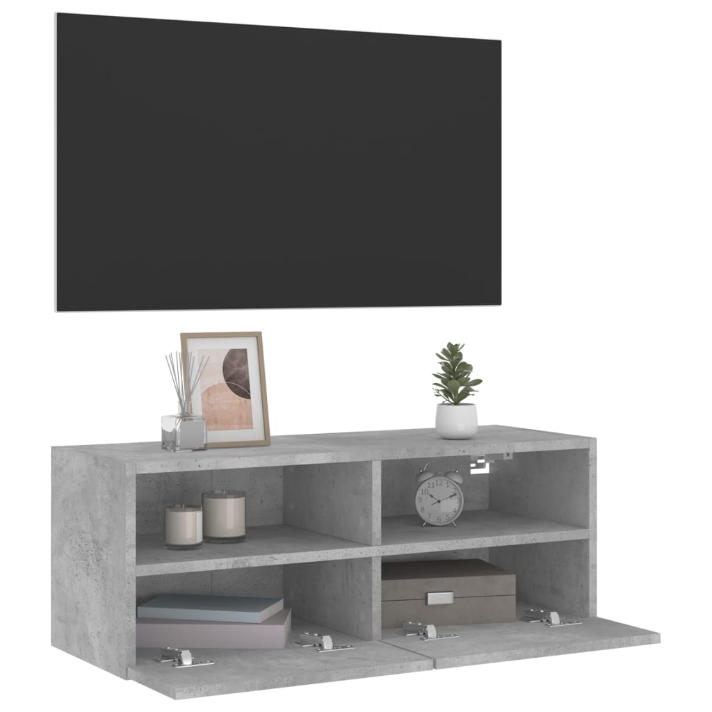 Mobile TV a Parete Grigio Cemento 80x30x30 cm Legno Multistrato