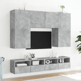 Mobili TV Muro 2pz Grigio Cemento 80x30x30 cm Legno Multistrato