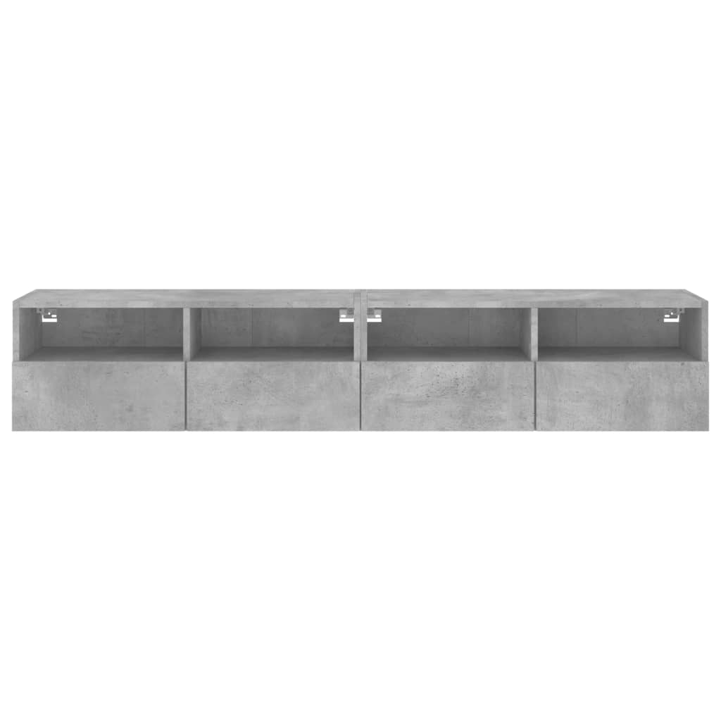 Mobili TV Muro 2pz Grigio Cemento 80x30x30 cm Legno Multistrato