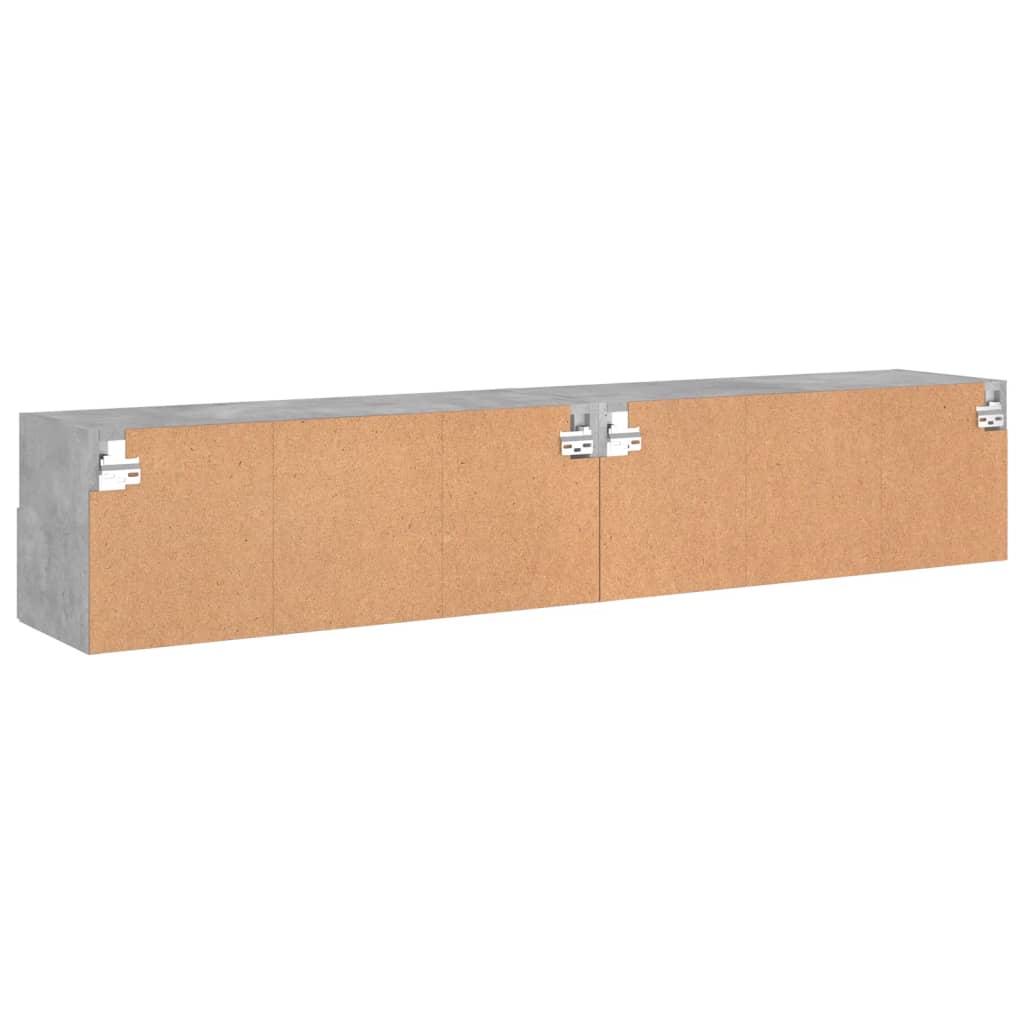 Mobili TV Muro 2pz Grigio Cemento 80x30x30 cm Legno Multistrato