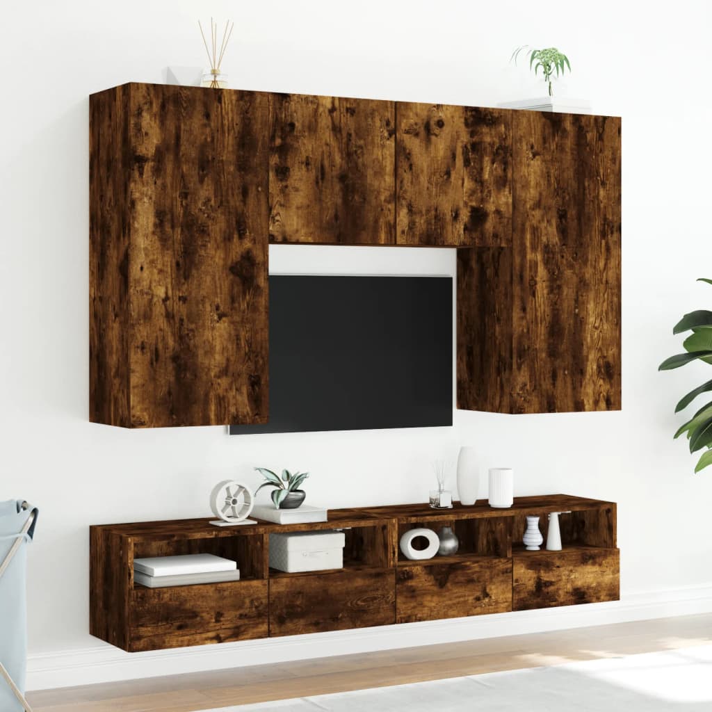 Mobile TV a Parete Rovere Fumo 80x30x30 cm in Legno Multistrato