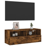 Mobile TV a Parete Rovere Fumo 80x30x30 cm in Legno Multistrato