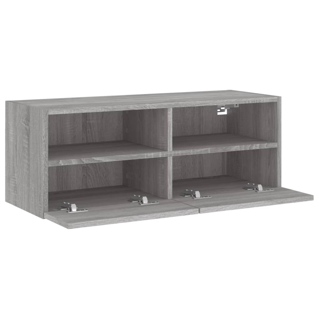 Mobile TV a Parete Grigio Sonoma 80x30x30 cm Legno Multistrato