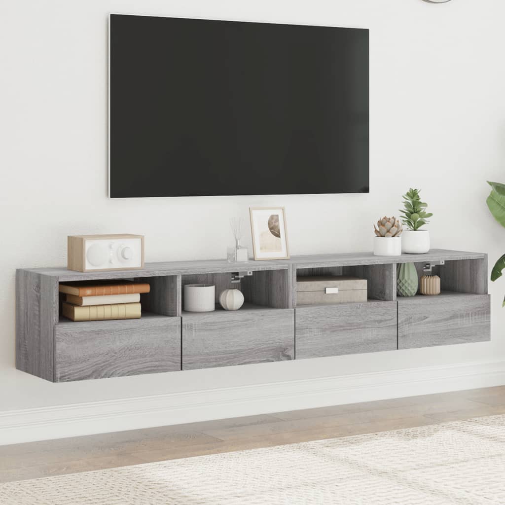 Mobili TV Parete 2pz Grigio Sonoma 80x30x30cm Legno Multistrato