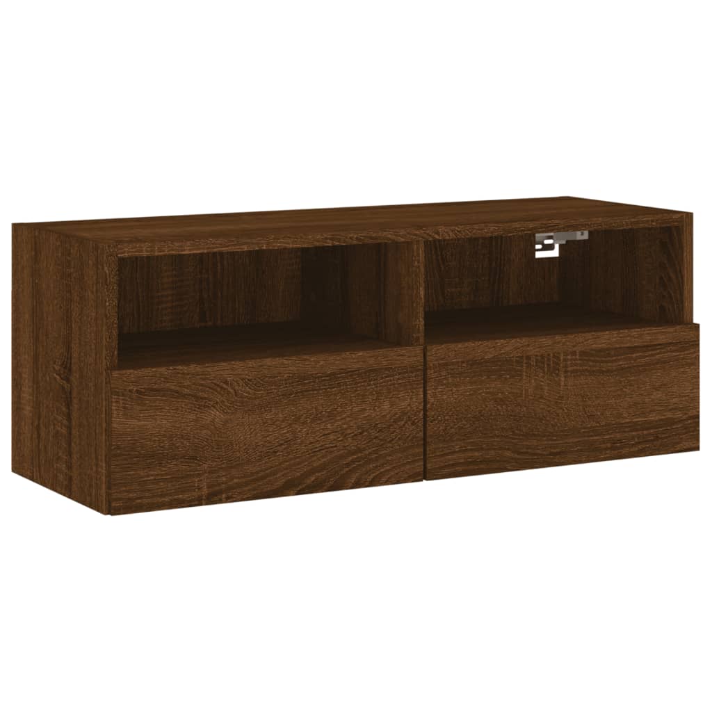 Mobile TV a Parete Rovere Marrone 80x30x30 cm Legno Multistrato