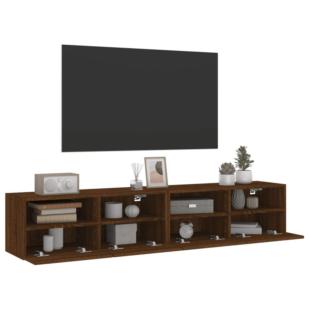 Mobili TV Muro 2 pz Rovere Marrone 80x30x30cm Legno Multistrato