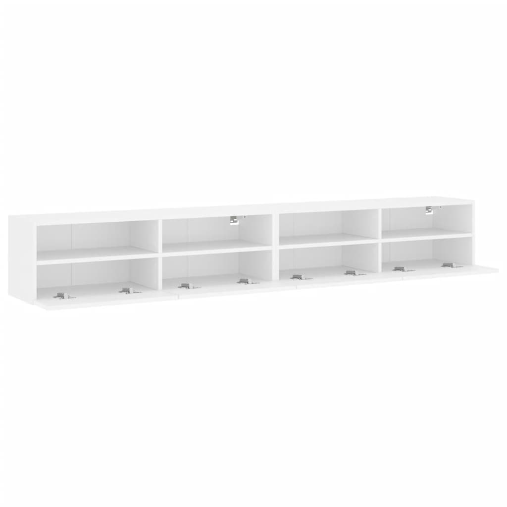 Mobili TV a Parete 2pz Bianchi 100x30x30 cm Legno Multistrato