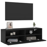 Mobile TV a Parete Nero 100x30x30 cm in Legno Multistrato