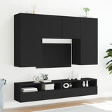 Mobili TV a Parete 2pz Neri 100x30x30 cm in Legno Multistrato