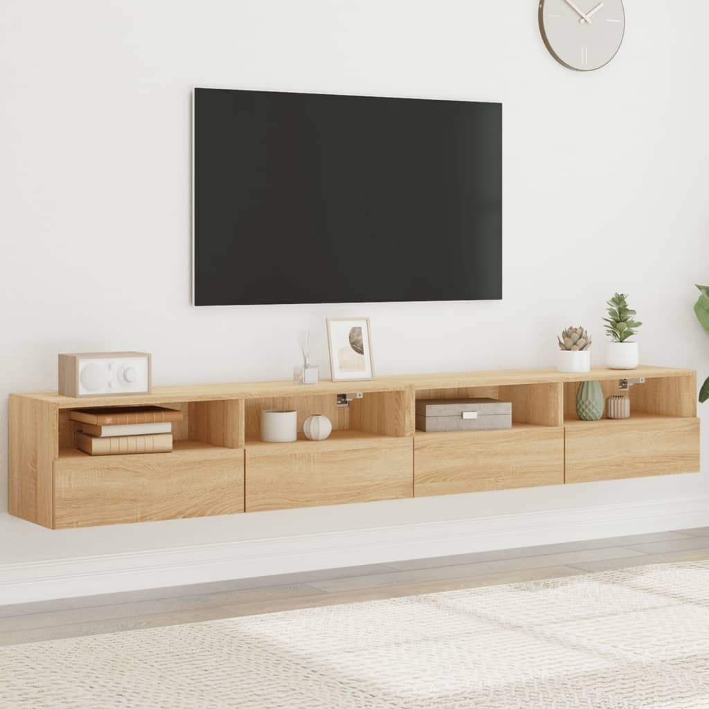 Mobili TV Muro 2pz Rovere Sonoma 100x30x30 cm Legno Multistrato