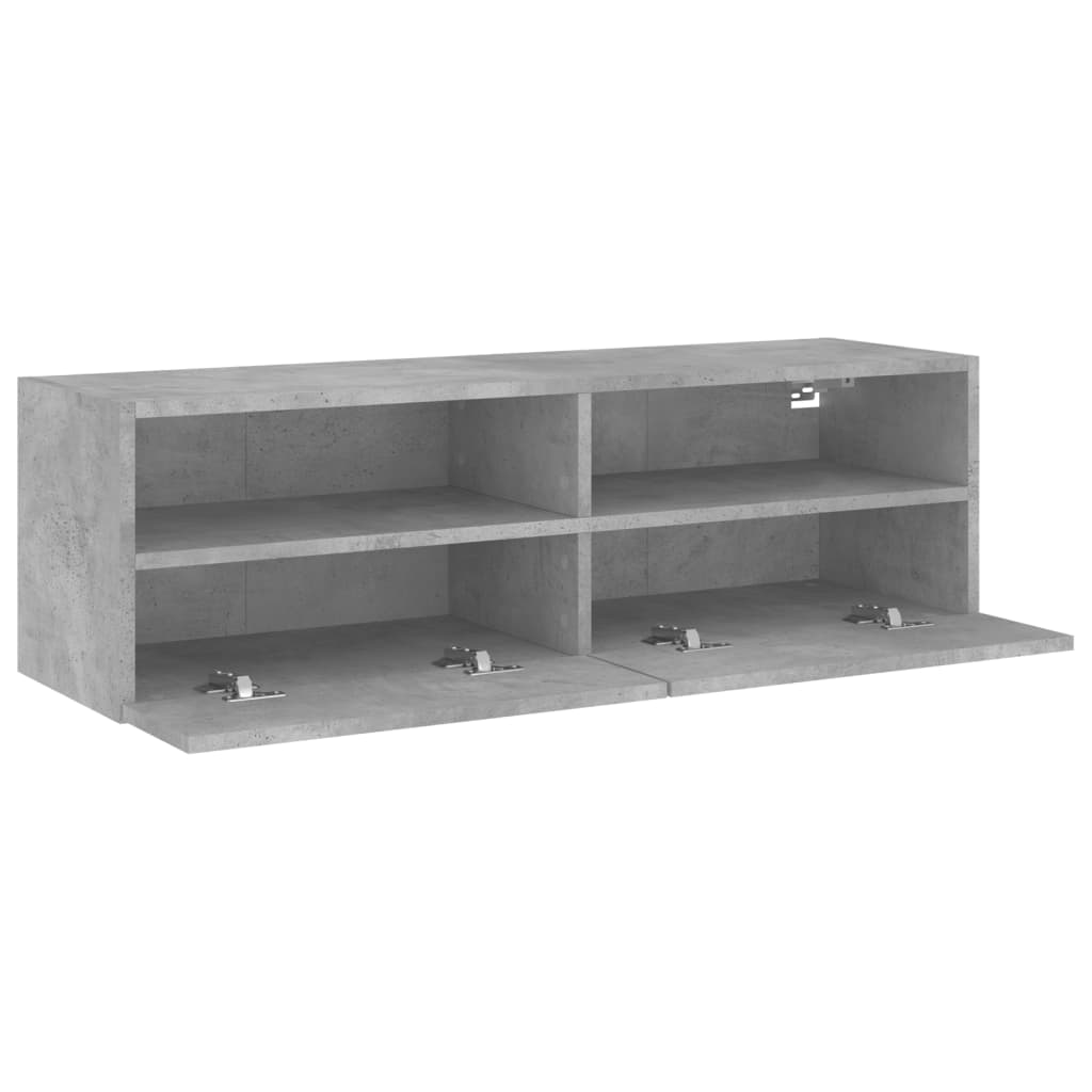 Mobile TV a Parete Grigio Cemento 100x30x30cm Legno Multistrato