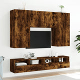 Mobili TV Parete 2pz Rovere Fumo 100x30x30 cm Legno Multistrato