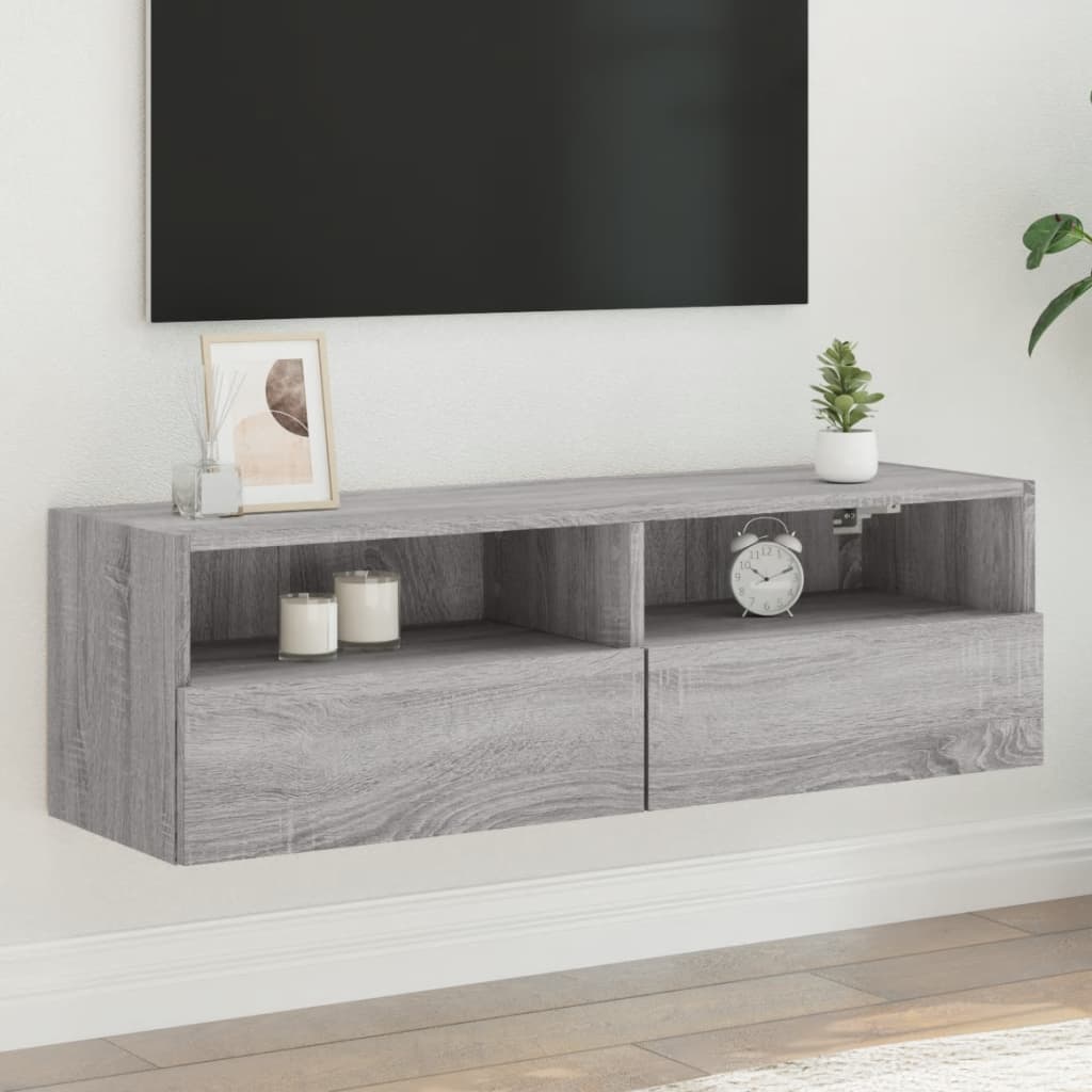 Mobile TV a Parete Grigio Sonoma 100x30x30 cm Legno Multistrato