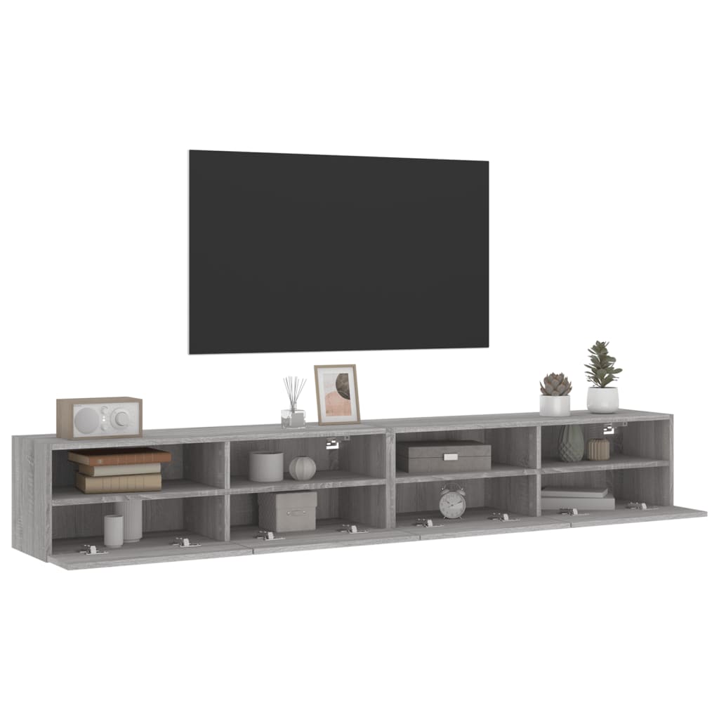 Mobili TV Muro 2pz Grigio Sonoma 100x30x30 cm Legno Multistrato