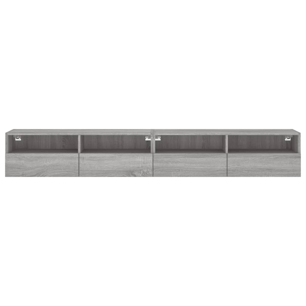 Mobili TV Muro 2pz Grigio Sonoma 100x30x30 cm Legno Multistrato