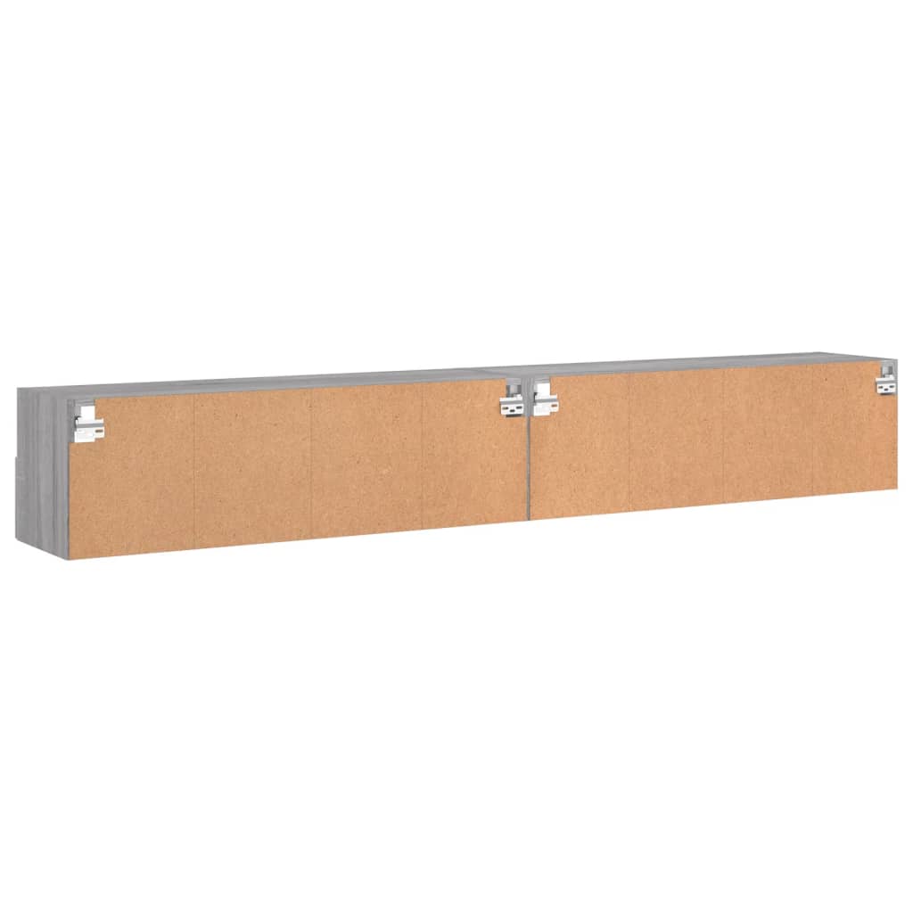 Mobili TV Muro 2pz Grigio Sonoma 100x30x30 cm Legno Multistrato