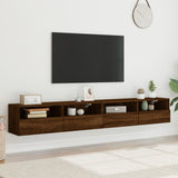 Mobili TV Muro 2pz Rovere Marrone 100x30x30cm Legno Multistrato