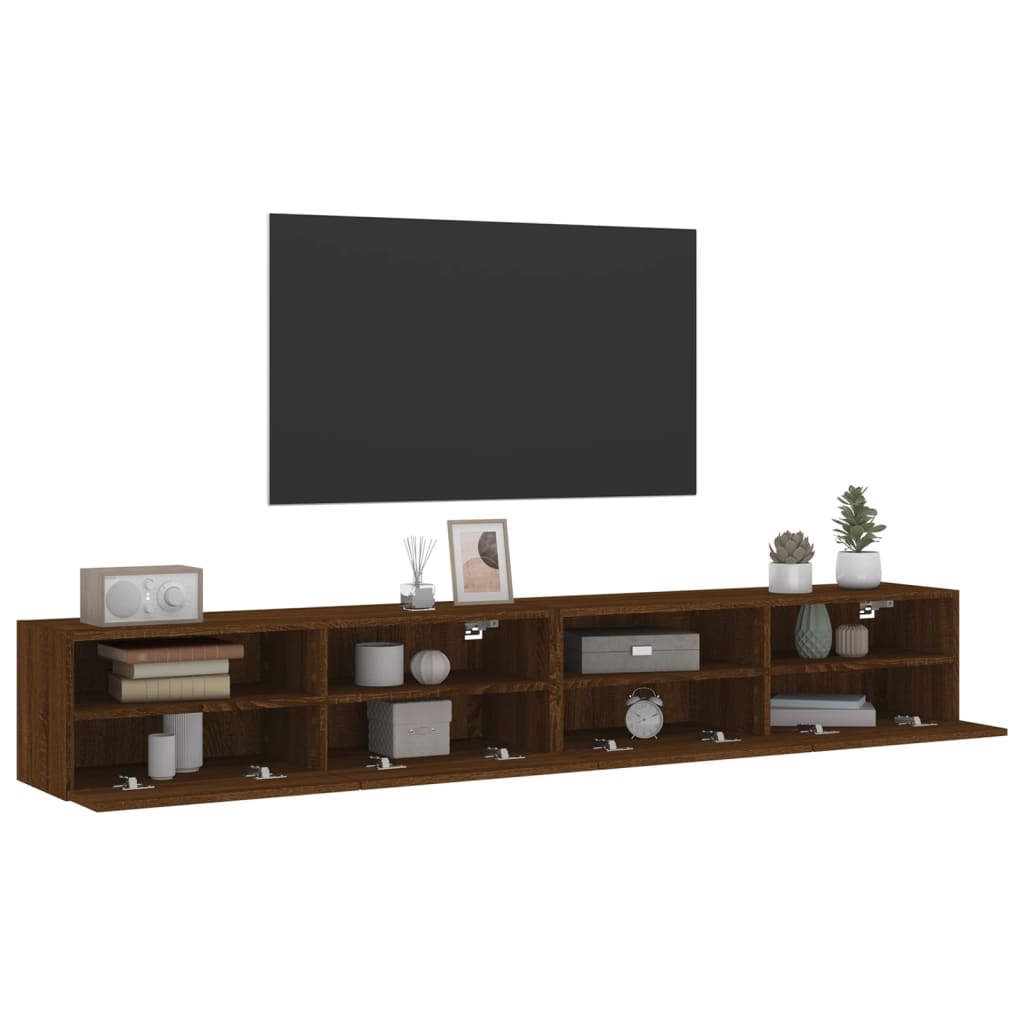 Mobili TV Muro 2pz Rovere Marrone 100x30x30cm Legno Multistrato